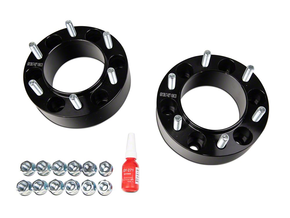 Mammoth 2-Inch Billet 6-Lug Wheel Spacers; Black (03-24 4Runner)