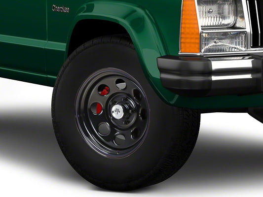 Mammoth 8 Black Wagon Wheel Edition Steel Wheel; 15x8; -19mm Offset (84-01 Jeep Cherokee XJ)