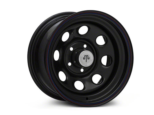 Mammoth 8 Black Wagon Wheel Edition Steel Wheel; 15x8; -19mm Offset (84-01 Jeep Cherokee XJ)