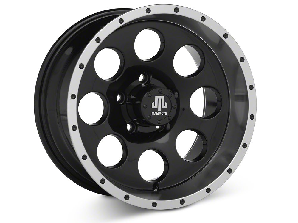 Mammoth 8 Simulated Beadlock Style Black Wheel; 15x8; -19mm Offset (84-01 Jeep Cherokee XJ)