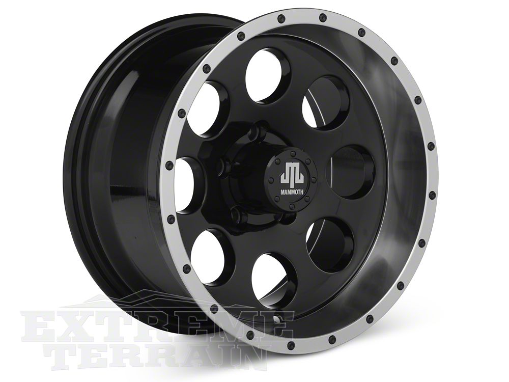 Mammoth 8 Simulated Beadlock Style Black Wheel; 15x8; -19mm Offset (84-01 Jeep Cherokee XJ)