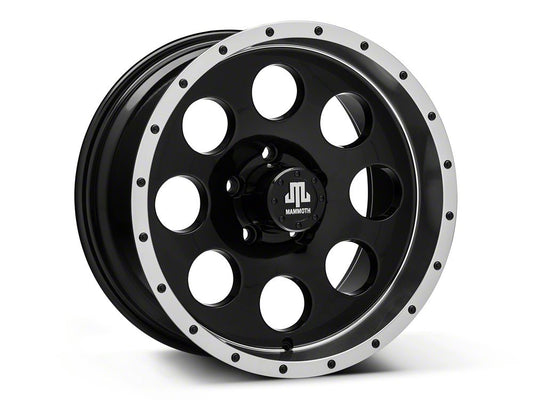 Mammoth 8 Simulated Beadlock Style Black Wheel; 16x8; 0mm Offset (84-01 Jeep Cherokee XJ)