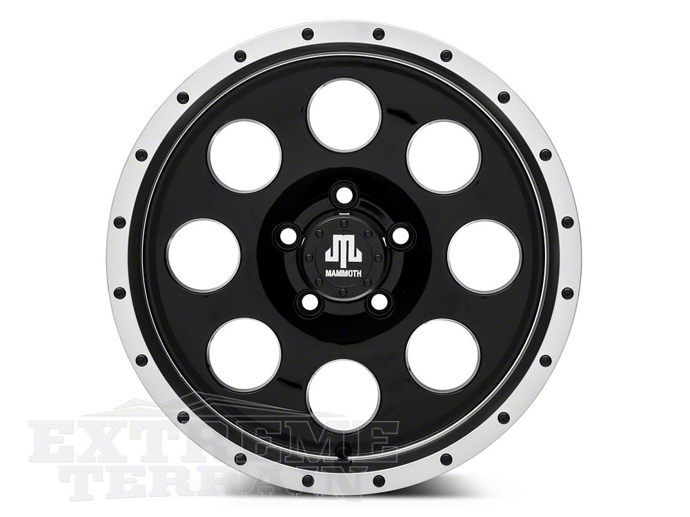 Mammoth 8 Simulated Beadlock Style Black Wheel; 16x8; 0mm Offset (84-01 Jeep Cherokee XJ)