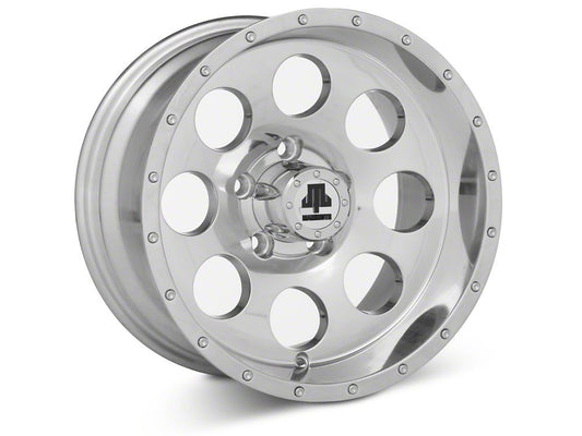 Mammoth 8 Simulated Beadlock Style Polished Wheel; 15x8; -19mm Offset (84-01 Jeep Cherokee XJ)
