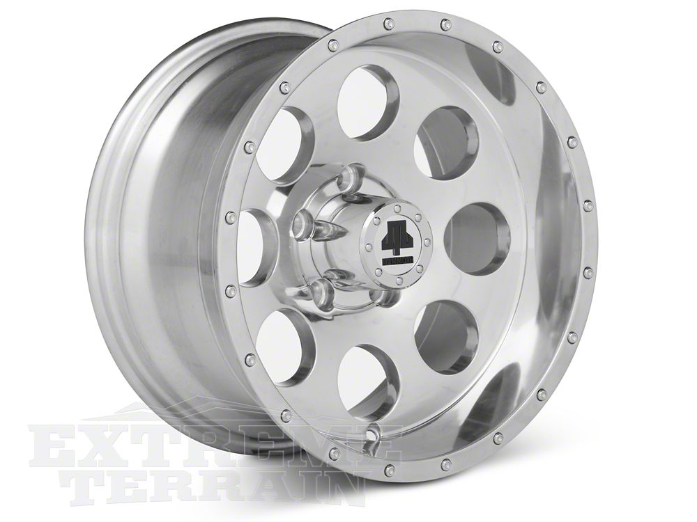 Mammoth 8 Simulated Beadlock Style Polished Wheel; 15x8; -19mm Offset (84-01 Jeep Cherokee XJ)