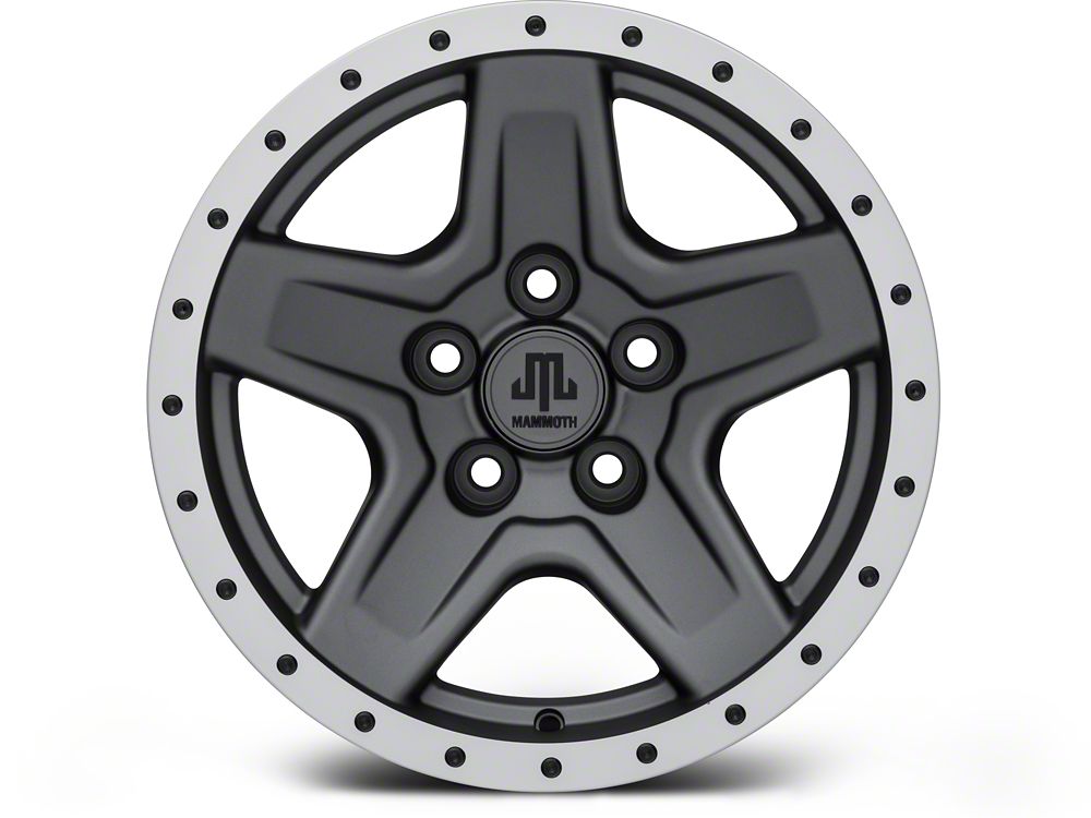 Mammoth Boulder Simulated Beadlock Style Charcoal Wheel; 15x8; -19mm Offset (84-01 Jeep Cherokee XJ)