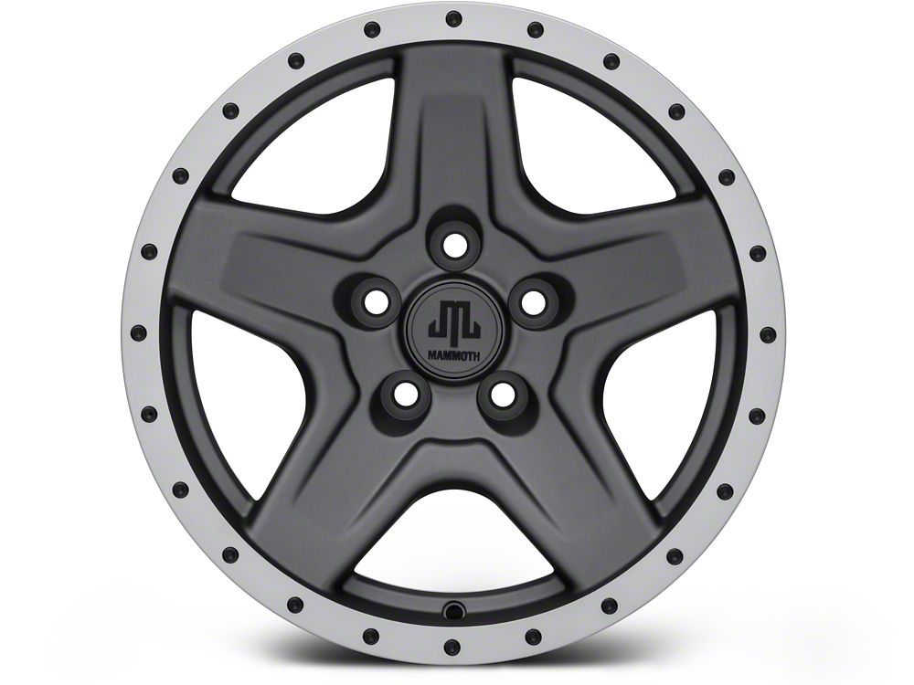 Mammoth Boulder Simulated Beadlock Style Charcoal Wheel; 16x8; 0mm Offset (84-01 Jeep Cherokee XJ)