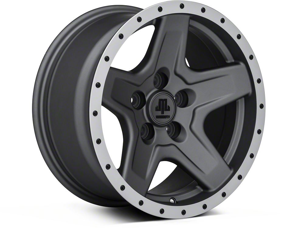 Mammoth Boulder Simulated Beadlock Style Charcoal Wheel; 16x8; 0mm Offset (84-01 Jeep Cherokee XJ)