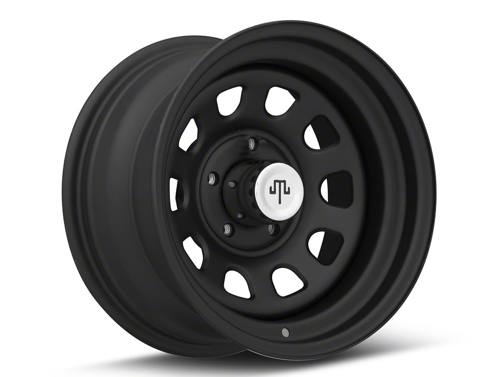Mammoth D Window Steel Matte Black Wheel; 15x8; -19mm Offset (84-01 Jeep Cherokee XJ)