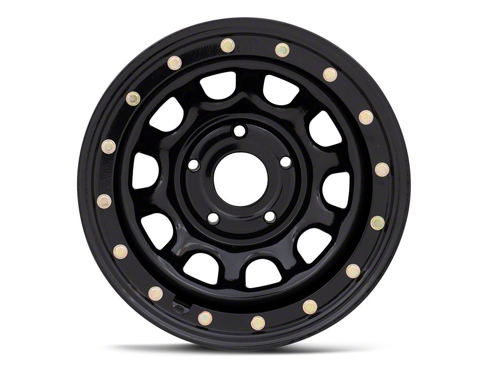 Mammoth D-Window Simulated Beadlock Gloss Black Wheel; 15x10; -44mm Offset (84-01 Jeep Cherokee XJ)