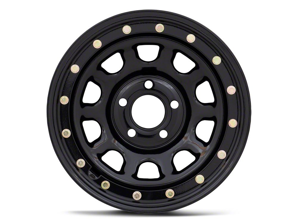 Mammoth D-Window Simulated Beadlock Gloss Black Wheel; 15x8; -19mm Offset (84-01 Jeep Cherokee XJ)
