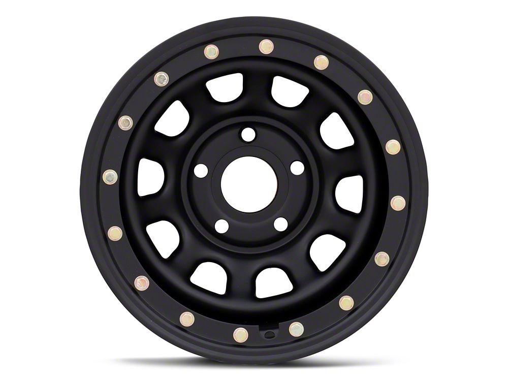 Mammoth D-Window Simulated Beadlock Matte Black Wheel; 15x10; -44mm Offset (84-01 Jeep Cherokee XJ)