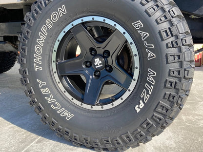 Mammoth Boulder Simulated Beadlock Style Black Wheel; 16x8; 0mm Offset (87-95 Jeep Wrangler YJ)