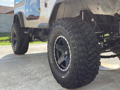 Mammoth Boulder Simulated Beadlock Style Black Wheel; 16x8; 0mm Offset (87-95 Jeep Wrangler YJ)