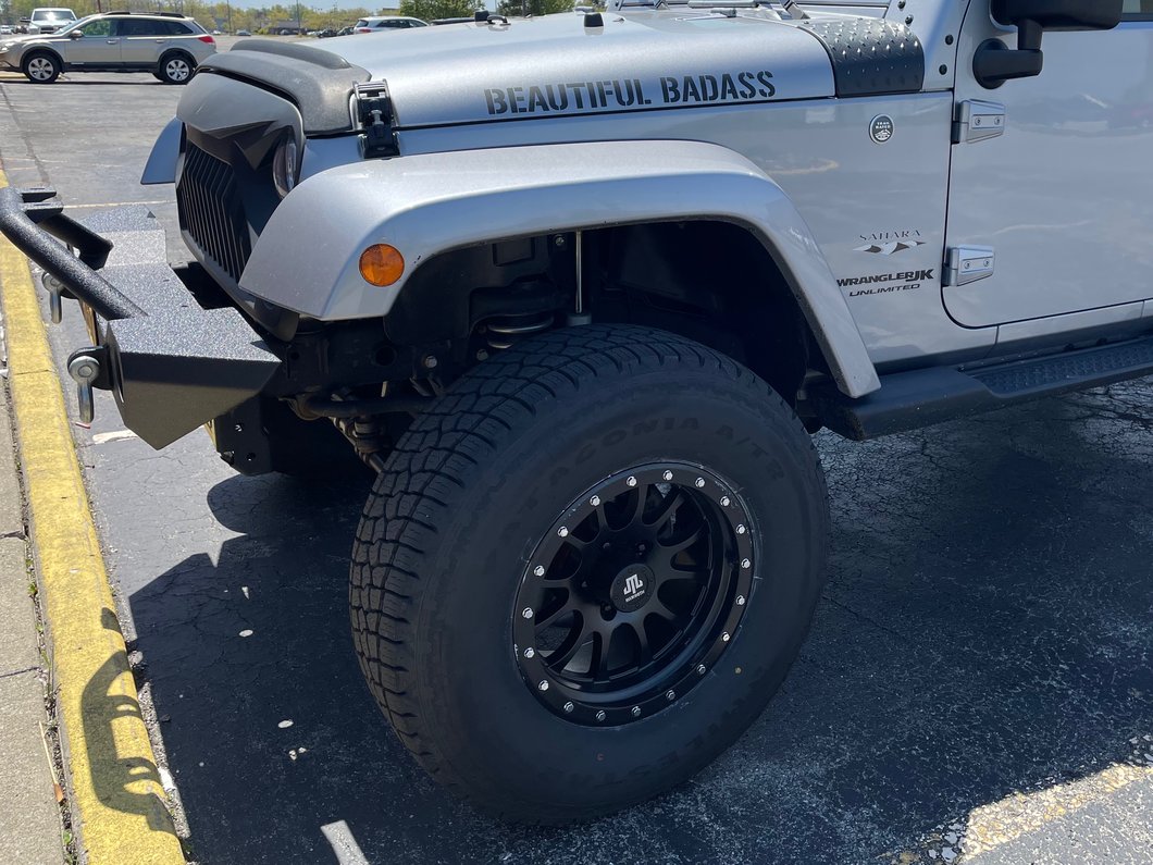 Mammoth 12 Hole Simulated Simulated Beadlock Matte Black Wheel; 17x9; -6mm Offset (07-18 Jeep Wrangler JK)