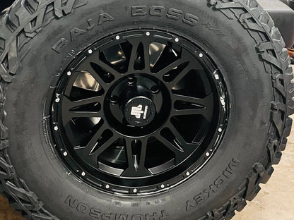 Mammoth Split 8 Simulated Beadlock Matte Black Wheel; 17x8; -6mm Offset (07-18 Jeep Wrangler JK)