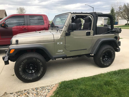 Mammoth D Window Black Steel Wheel; 15x8; -19mm Offset (97-06 Jeep Wrangler TJ)