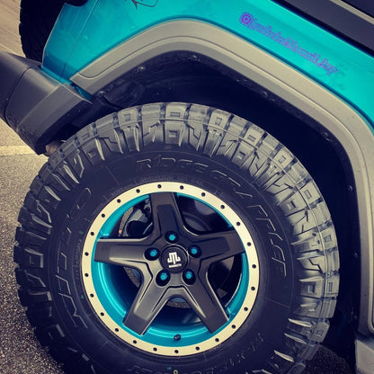 Mammoth Boulder Simulated Beadlock Style Black Wheel; 17x9; -6mm Offset (18-25 Jeep Wrangler JL)