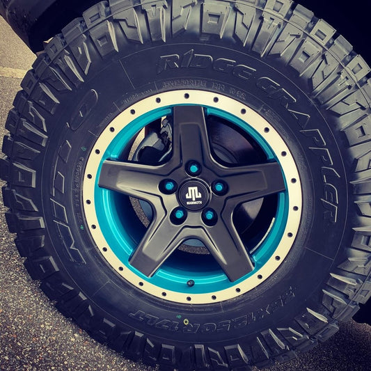 Mammoth Boulder Simulated Beadlock Style Black Wheel; 17x9; -6mm Offset (18-25 Jeep Wrangler JL)