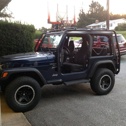 Mammoth Boulder Simulated Beadlock Style Black Wheel; 16x8; 0mm Offset (97-06 Jeep Wrangler TJ)