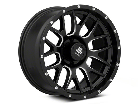 Mammoth Beadlock Mesh Matte Black Machined 6-Lug Wheel; 18x9; -12mm Offset (22-25 Bronco Raptor)