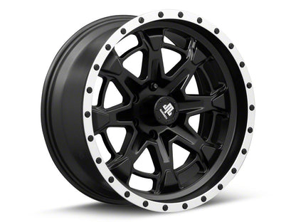 Mammoth Split 16 Beadlock Satin Black with Polished Lip 6-Lug Wheel; 20x9; -6mm Offset (22-25 Bronco Raptor)