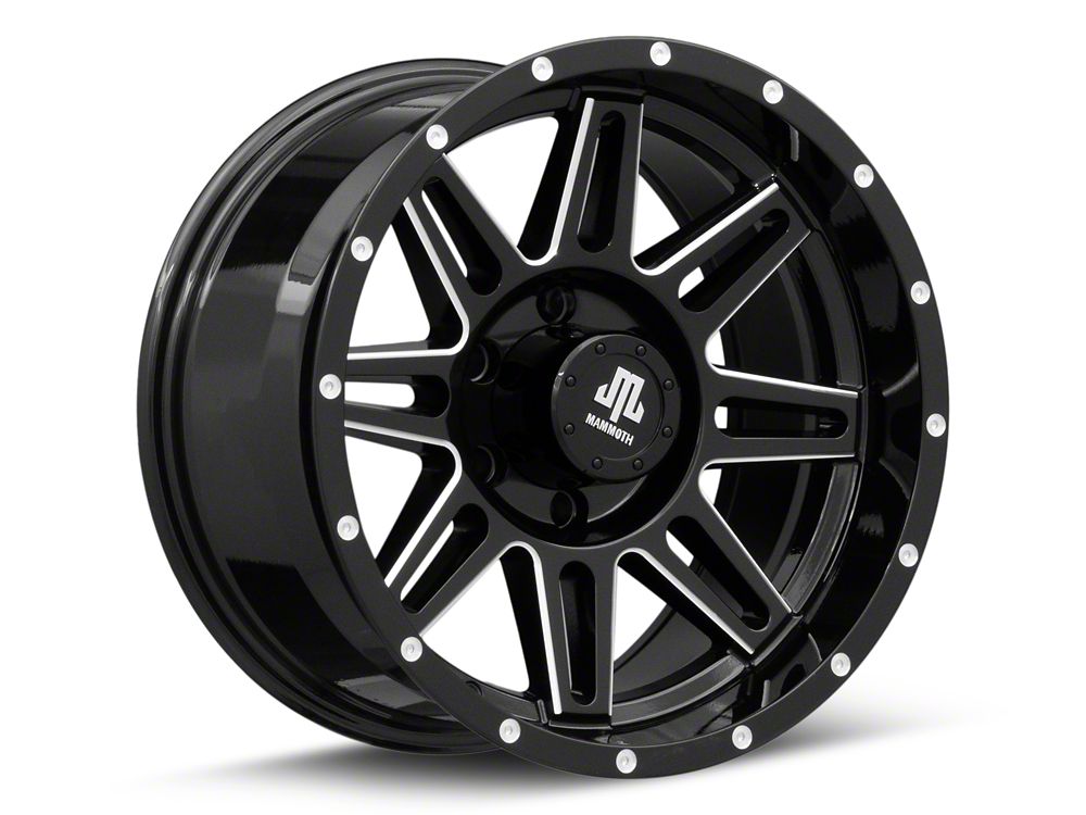 Mammoth Revolver Gloss Black Machined 6-Lug Wheel; 17x9; -6mm Offset (22-25 Bronco Raptor)