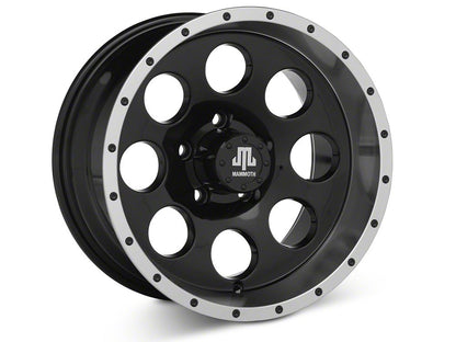 Mammoth 8 Simulated Beadlock Style Black Wheel; 15x8; -19mm Offset (87-95 Jeep Wrangler YJ)