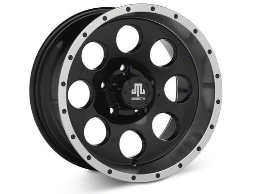 Mammoth 8 Simulated Beadlock Style Black Wheel; 15x8; -19mm Offset (87-95 Jeep Wrangler YJ)