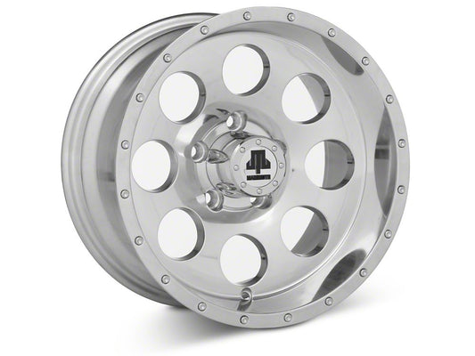 Mammoth 8 Simulated Beadlock Style Polished Wheel; 15x8; -19mm Offset (87-95 Jeep Wrangler YJ)