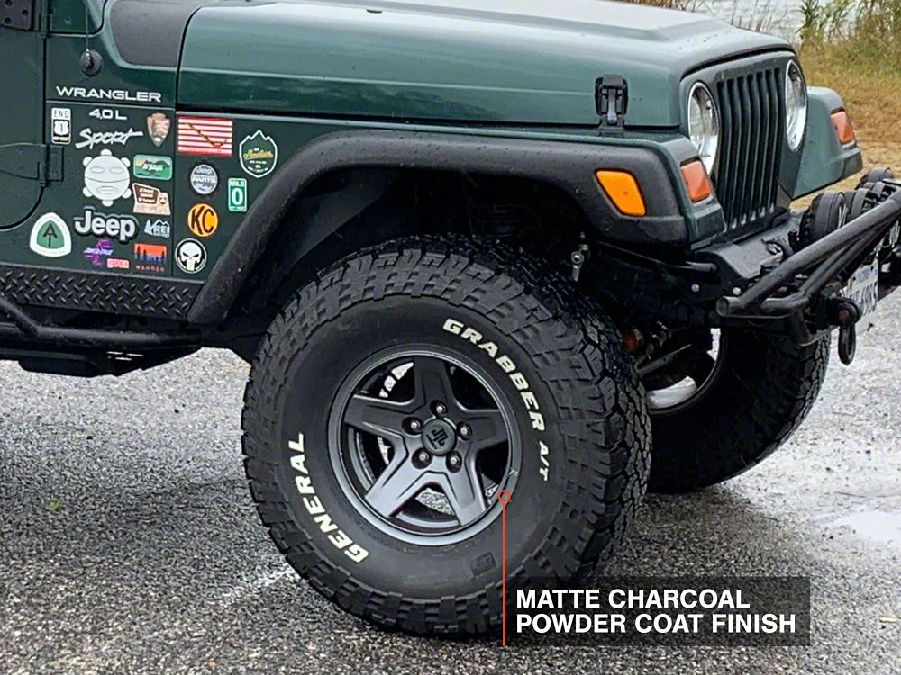 Mammoth Boulder Charcoal Wheel; 15x8; -19mm Offset (97-06 Jeep Wrangler TJ)