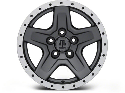 Mammoth Boulder Simulated Beadlock Style Charcoal Wheel; 15x8; -19mm Offset (87-95 Jeep Wrangler YJ)
