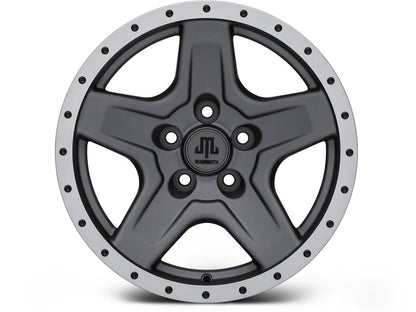 Mammoth Boulder Simulated Beadlock Style Charcoal Wheel; 16x8; 0mm Offset (87-95 Jeep Wrangler YJ)