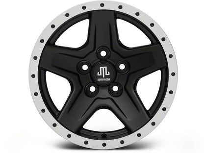 Mammoth Boulder Simulated Beadlock Style Black Wheel; 15x8; -19mm Offset (87-95 Jeep Wrangler YJ)