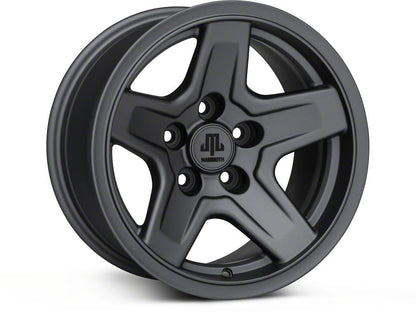 Mammoth Boulder Charcoal 15x8 Wheel and Mickey Thompson Baja MTZ 33X12.50R15 Tire Kit (87-06 Jeep Wrangler YJ & TJ)