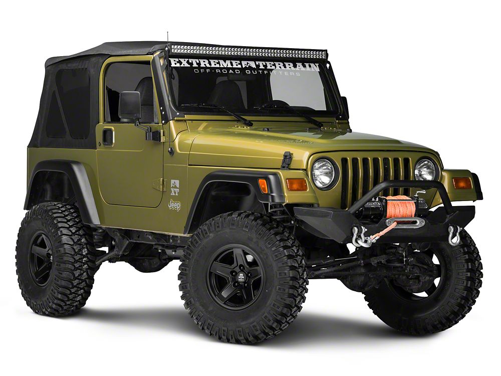 Mammoth Boulder Black 15x8 Wheel and Mickey Thompson Baja MTZ 33X12.50R15 Tire Kit (87-06 Jeep Wrangler YJ & TJ)