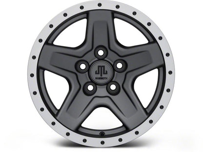 Mammoth Boulder Simulated Beadlock Style Charcoal 15x8 Wheel and Mickey Thompson Baja MTZ 33X12.50R15 Tire Kit (87-06 Jeep Wrangler YJ & TJ)