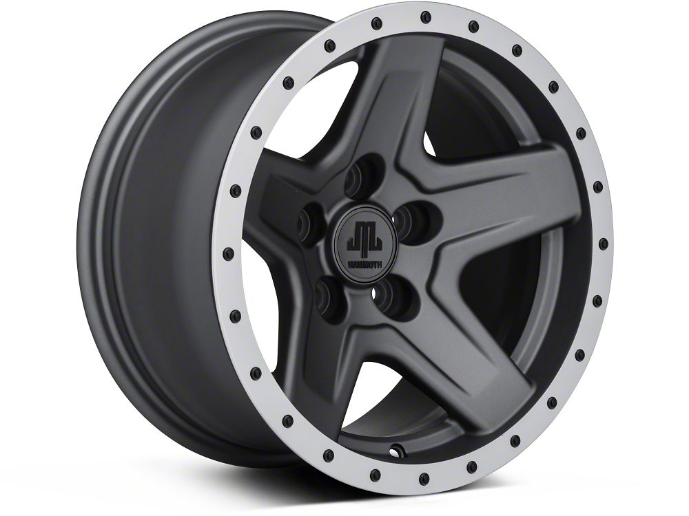 Mammoth Boulder Simulated Beadlock Style Charcoal 15x8 Wheel and Mickey Thompson Baja MTZ 33X12.50R15 Tire Kit (87-06 Jeep Wrangler YJ & TJ)