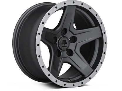 Mammoth Boulder Simulated Beadlock Style Charcoal 17x9 Wheel and BF Goodrich KM2 35x12.50R17 Tire Kit (07-18 Jeep Wrangler JK)