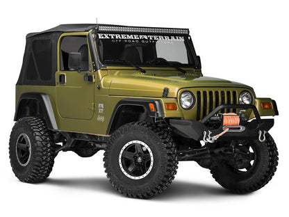 Mammoth Boulder Simulated Beadlock Style Black 15x8 Wheel and Mickey Thompson Baja MTZ 33X12.50R15 Tire Kit (87-06 Jeep Wrangler YJ & TJ)