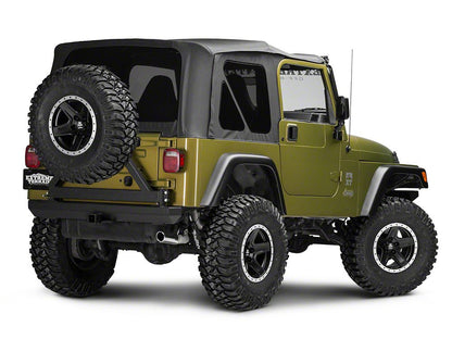 Mammoth Boulder Simulated Beadlock Style Black 15x8 Wheel and Mickey Thompson Baja MTZ 33X12.50R15 Tire Kit (87-06 Jeep Wrangler YJ & TJ)