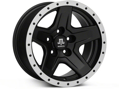 Mammoth Boulder Simulated Beadlock Style Black 15x8 Wheel and Mickey Thompson Baja MTZ 33X12.50R15 Tire Kit (87-06 Jeep Wrangler YJ & TJ)