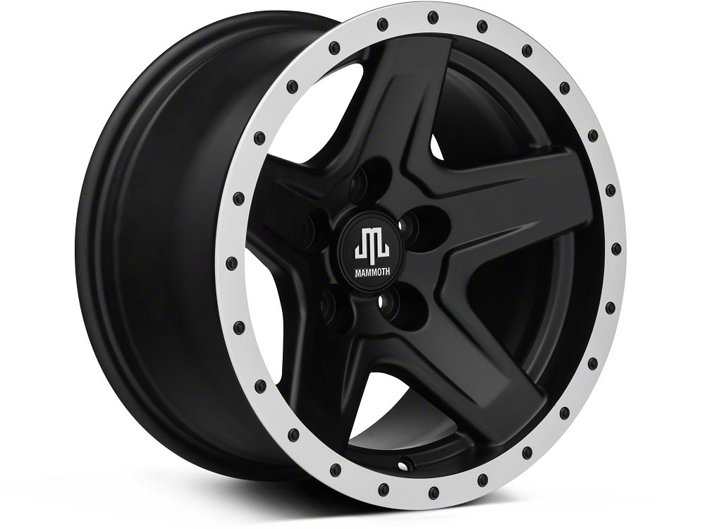 Mammoth Boulder Simulated Beadlock Style Black 15x8 Wheel and Mickey Thompson Baja MTZ 33X12.50R15 Tire Kit (87-06 Jeep Wrangler YJ & TJ)