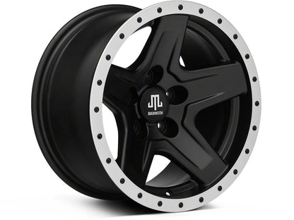 Mammoth Boulder Simulated Beadlock Style Black 15x8 Wheel and Mickey Thompson Baja MTZ 33X12.50R15 Tire Kit (87-06 Jeep Wrangler YJ & TJ)