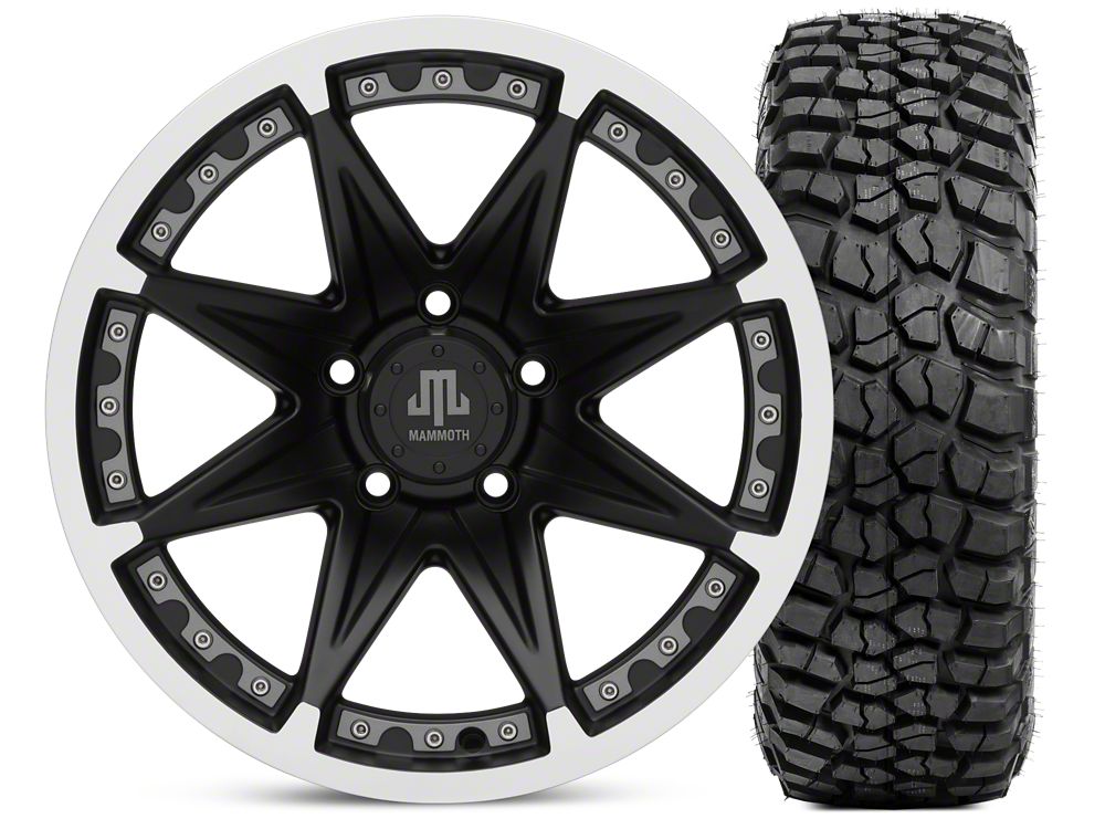 Mammoth Type 88 Matte Black 17x9 Wheel and BF Goodrich KM2 35x12.50R17 Tire Kit (07-18 Jeep Wrangler JK)