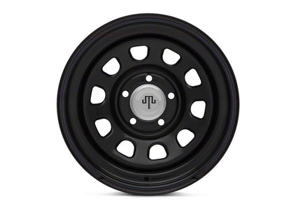 Mammoth D Window Black Wagon Wheel Edition Steel Wheel; 15x8; -19mm Offset (87-95 Jeep Wrangler YJ)