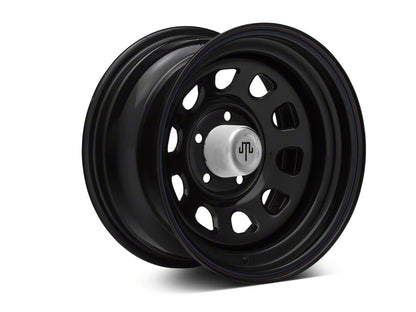 Mammoth D Window Black Wagon Wheel Edition Steel Wheel; 15x8; -19mm Offset (87-95 Jeep Wrangler YJ)