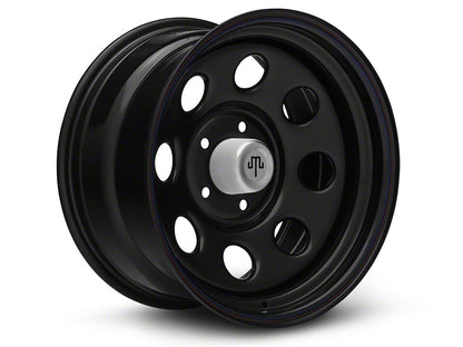 Mammoth 8 Steel Black Wheel with Polished Center Cap; 17x9; -6mm Offset (18-25 Jeep Wrangler JL)
