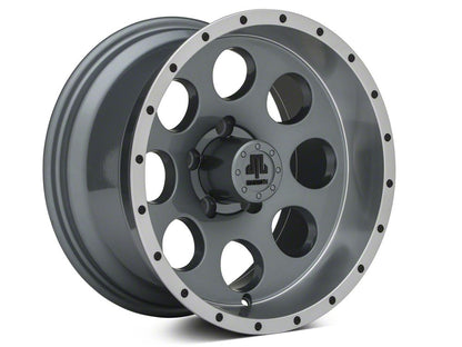Mammoth 8 Simulated Beadlock Style Anthracite Wheel; 15x8; -19mm Offset (97-06 Jeep Wrangler TJ)