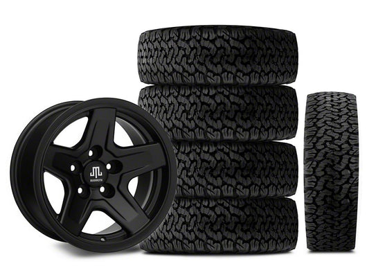 Mammoth Boulder Black 15x8 Wheel and BF Goodrich All Terrain TA KO2 35x12.50R15 Tire Kit (87-06 Jeep Wrangler YJ & TJ)